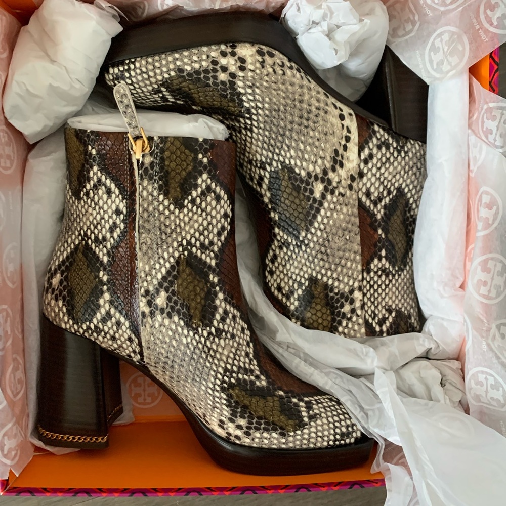 Tory Burch snakeskin print boots brand new
